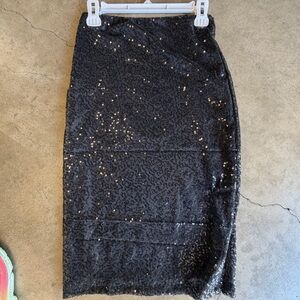 Black Sequin Pencil Skirt - Elegant Party Wear